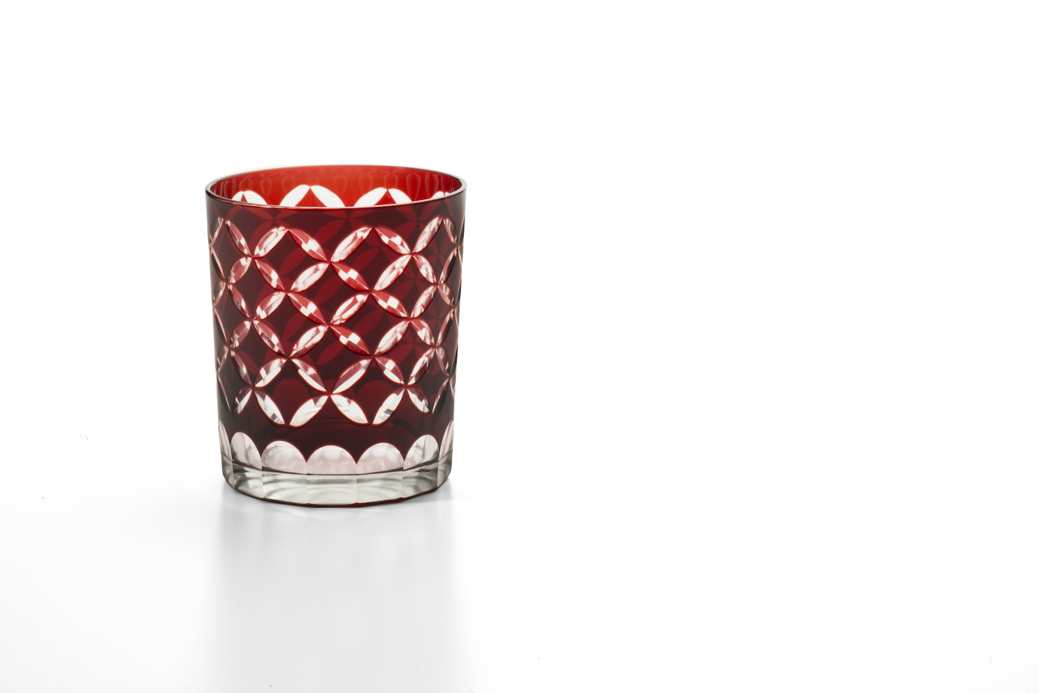 Red Edo Kiriko glass, a traditional Japanese craft