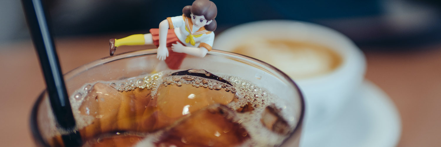 Sailor Fighter Fuchico on the edge of the cold brew coffee