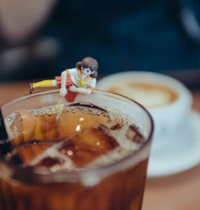 Sailor Fighter Fuchico on the edge of the cold brew coffee