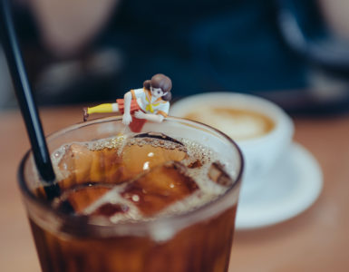 Sailor Fighter Fuchico on the edge of the cold brew coffee