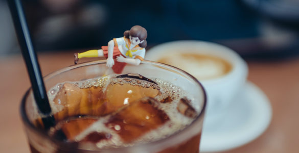 Sailor Fighter Fuchico on the edge of the cold brew coffee