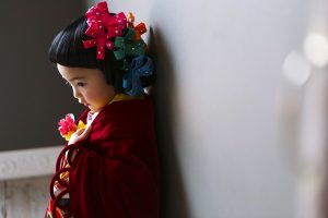 Shichi-Go-San, three yrs old girl in kimono