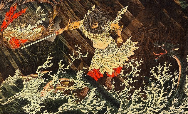 [C] Leonardo Susanoo-no-Mikoto-slaying-Yamata-no-Orochi-in-Kojiki