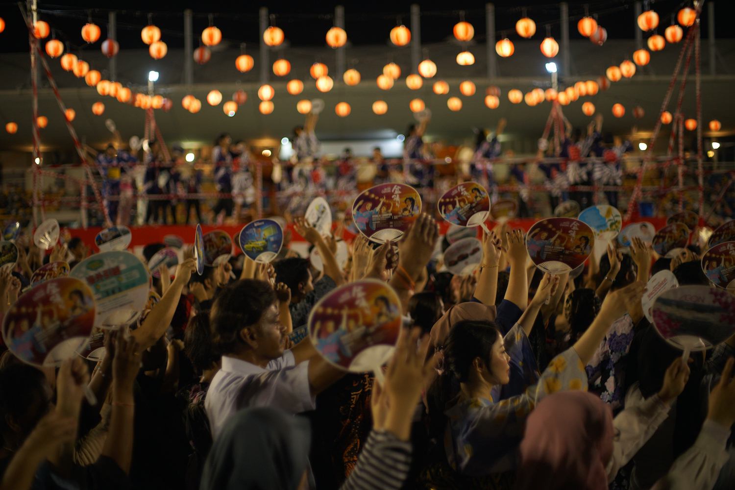 Bon Odori overseas: Selangor, Malaysia - 20 July 2019: Bon Odori Dance Performance in 43rd Bon Odori Festival 2019 at Panasonic National Sport Complex Shah Alam.