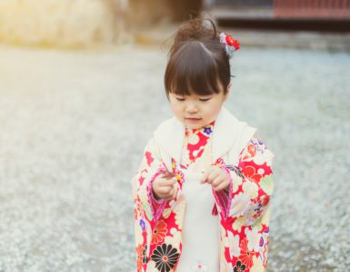 Celebration of Shichigosan. A 3-year-old girl. A traditional Japanese event.