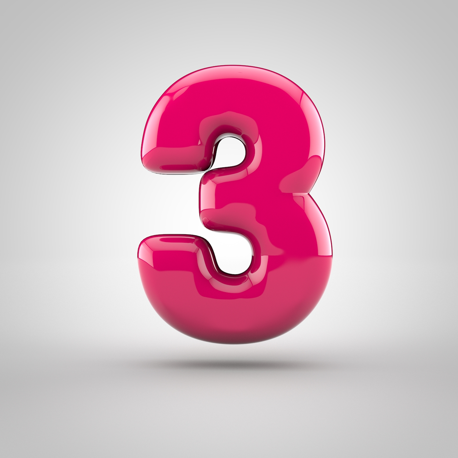 Glossy,Pink,Paint,Number,3.,3d,Render