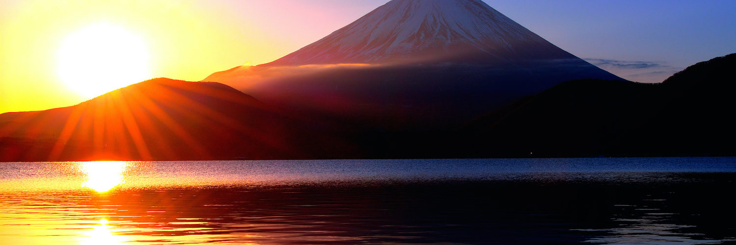 Sunrise and Mt. Fuji from Lake Motosu