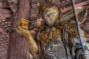 Bishamon Kikko pattern on the armor of Tamontenzo in Kodo at Todai-ji Temple in Nara