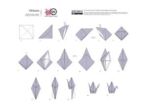 The origami crane diagram, using the Yoshizawa–Randlett system by Origamidesigner