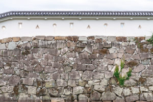Castle wall of the Ako Castle in Japan
