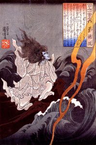 Shinto beliefs, Emperor Sutoku invoking a thunder storm by Utagawa Kuniyoshi