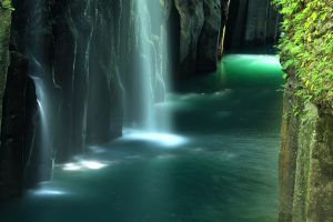 Takachiho gorge with waterfalls in Miyazaki
