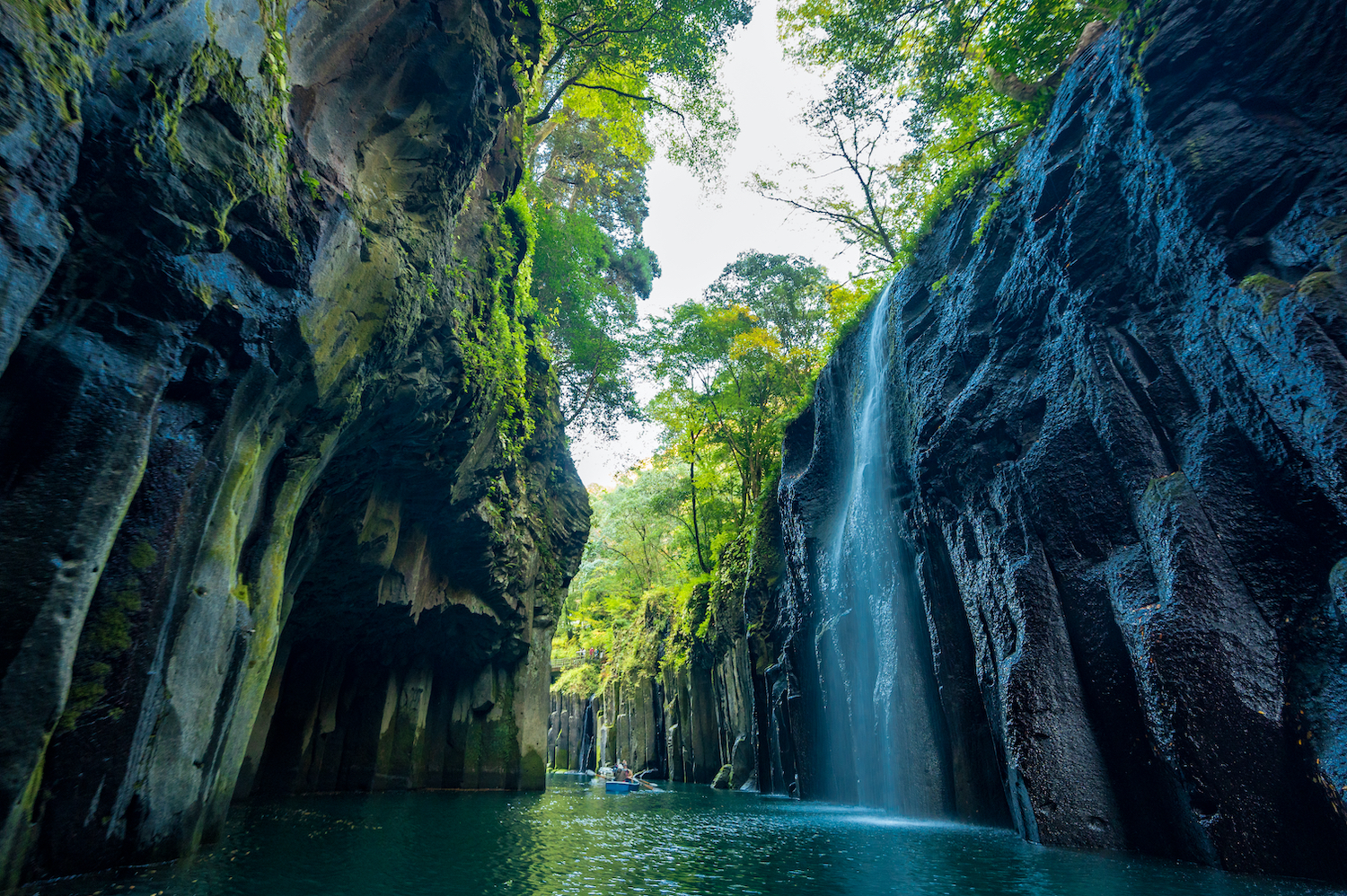 View of Takachiho Gorge, a beautiful autumn canyon