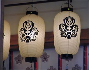 Shrine Crest on lanterns of Suwa Shrine in Yokkaichi, Mie