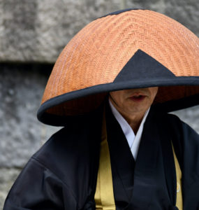 Scenery portrait of the posture of zen buddhism monk in Japan, Kamakura