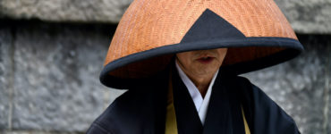 Scenery portrait of the posture of zen buddhism monk in Japan, Kamakura