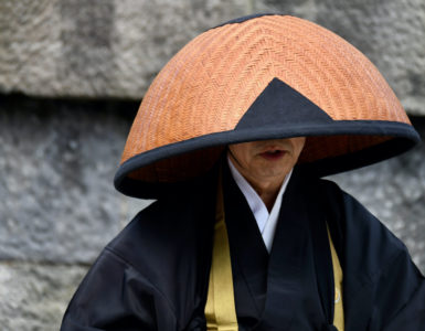 Scenery portrait of the posture of zen buddhism monk in Japan, Kamakura