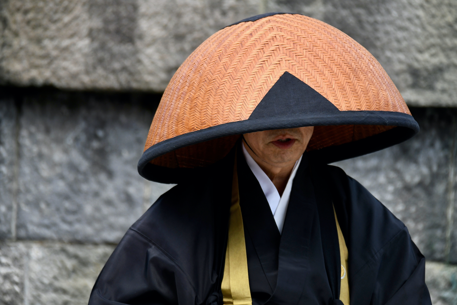 Scenery portrait of the posture of zen buddhism monk in Japan, Kamakura