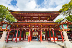 Dazaifu, Japan - December 7, 2014: The Dazaifu shrine in Fukuoka, Japan.