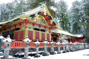 Snow-covered Toshogu shrine the UNESCO world heritage in Nikko,,Japan