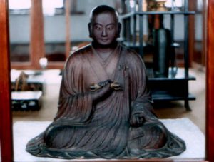 Statue of Kukai holding the vajra (Tibetan- rdorje) of Esoteric Buddhism