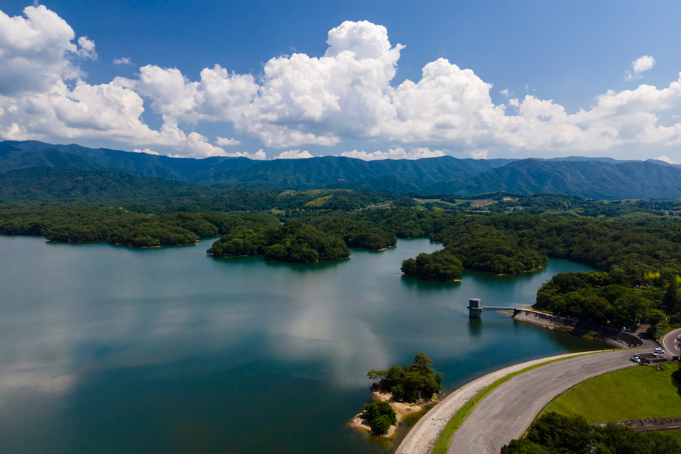 Manno pond, a famous reservoir in Kagawa Prefecture, Japan