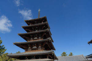 Five-storied pagoda of Horyuji Temple in Nara, Japan