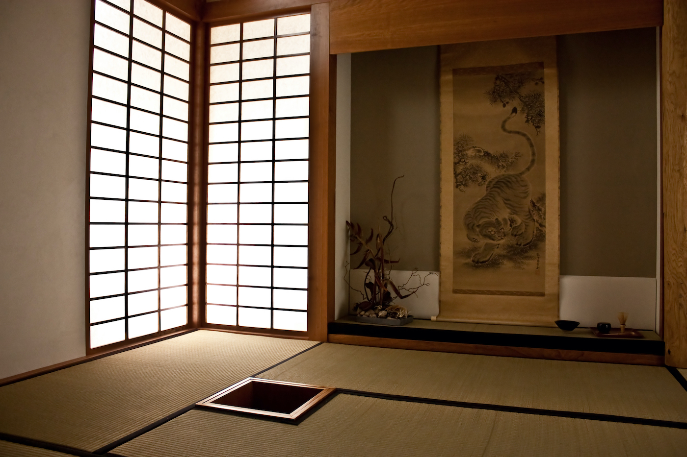 Japanese traditional tea room with Tokonoma