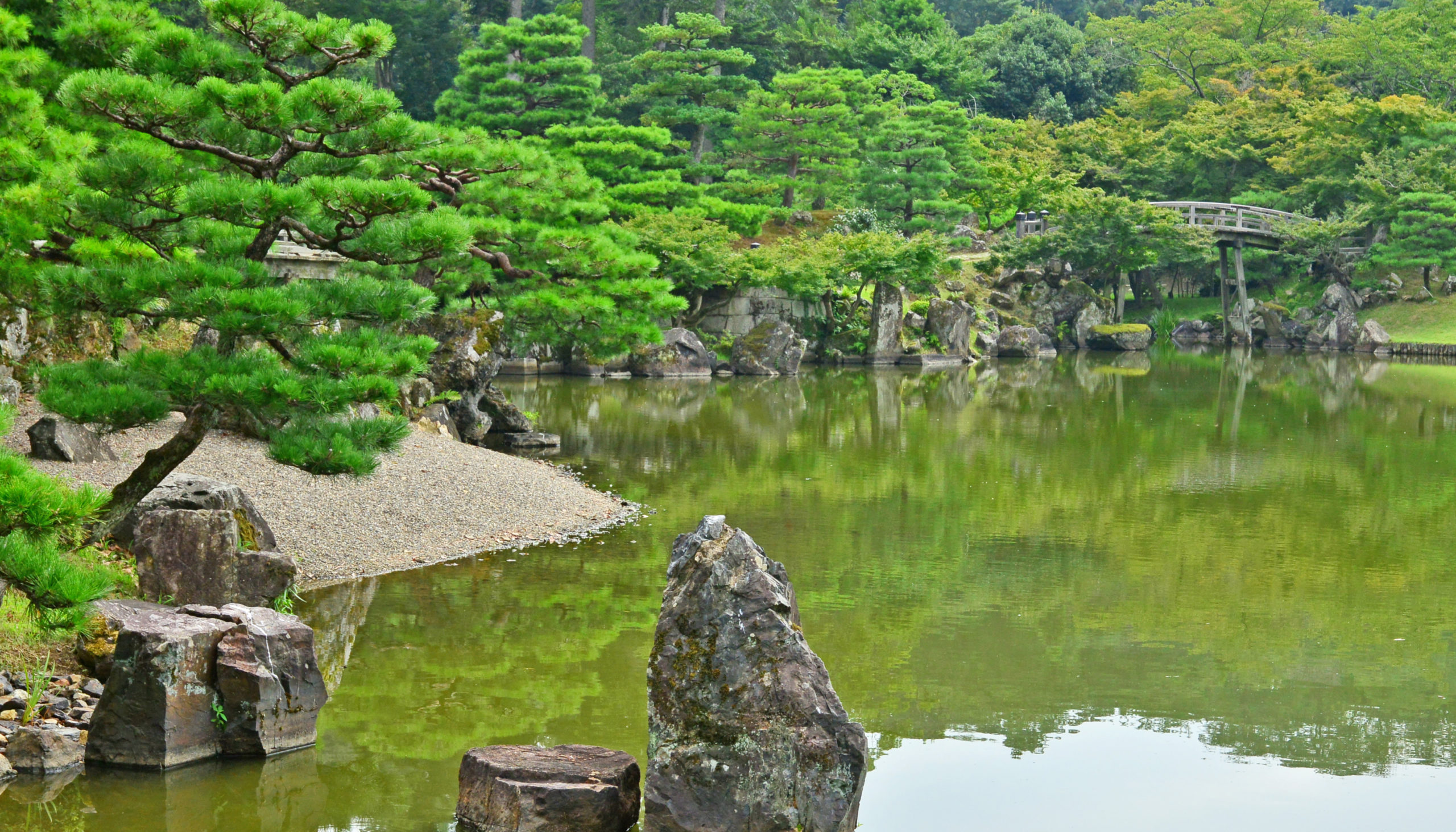 Large rocks at Genkyuen Garden in Shiga, Japan