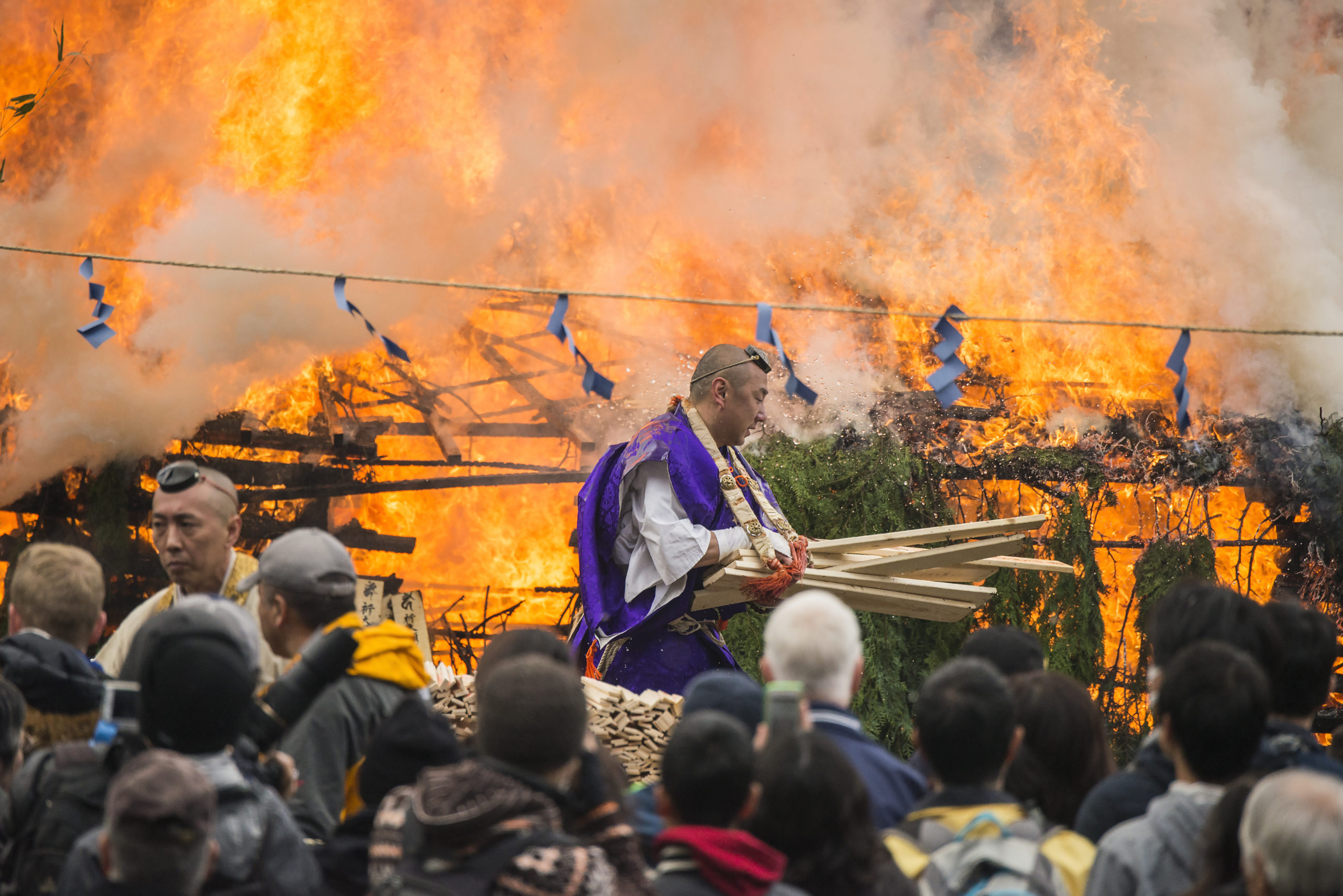 Shugendo practitioners do fire-walking