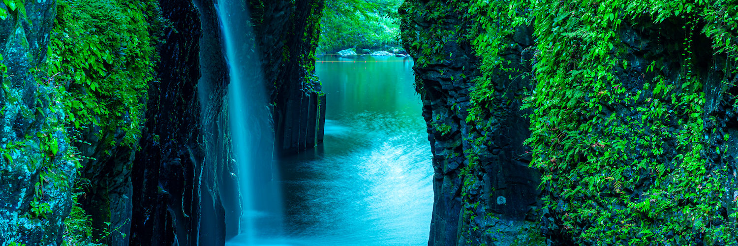 Waterfall in forest in Takachiho, Miyazaki, Japan
