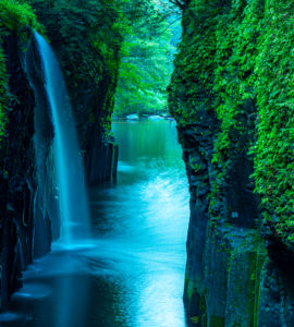 Waterfall in forest in Takachiho, Miyazaki, Japan