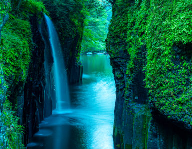 Waterfall in forest in Takachiho, Miyazaki, Japan