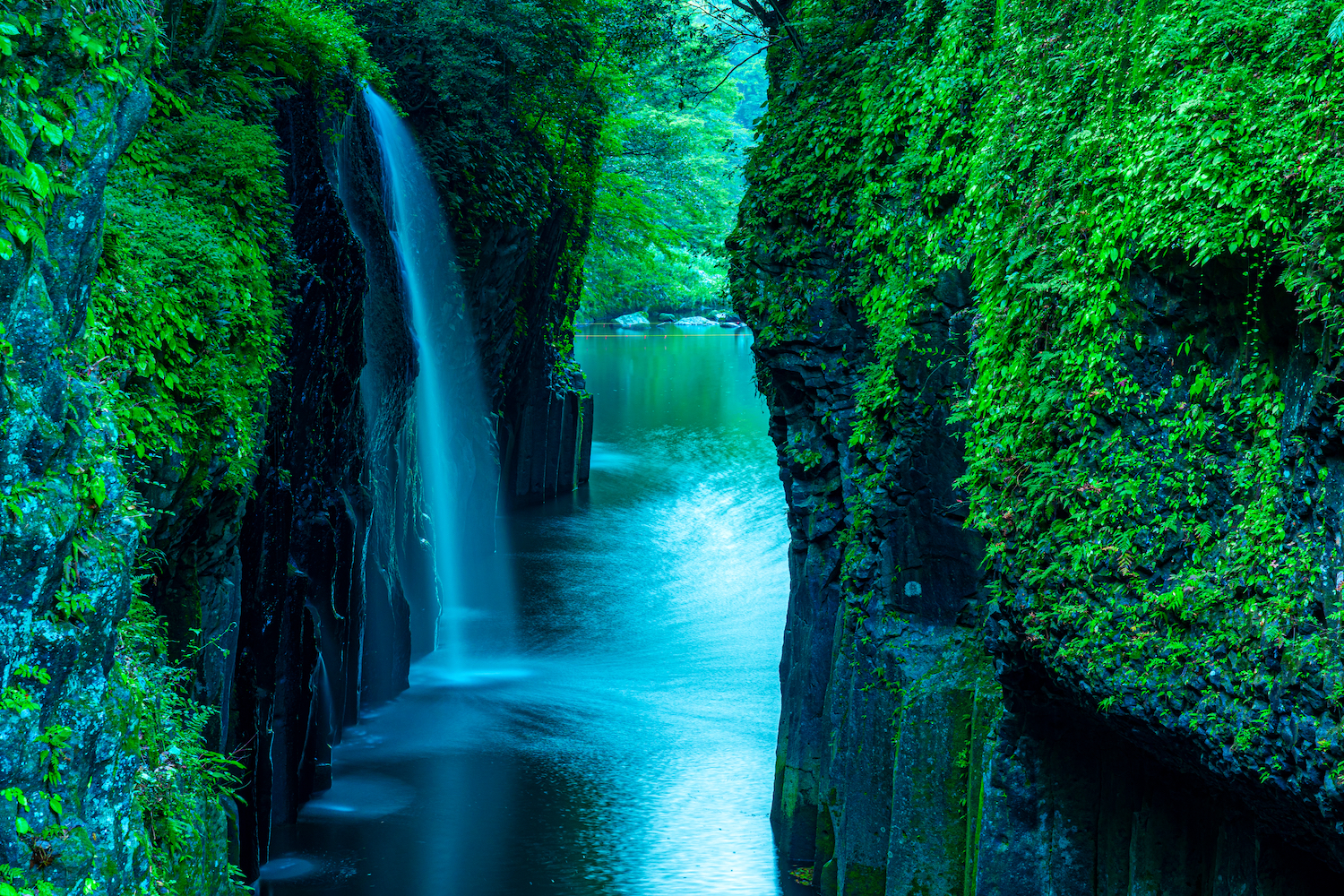 Waterfall in forest in Takachiho, Miyazaki, Japan