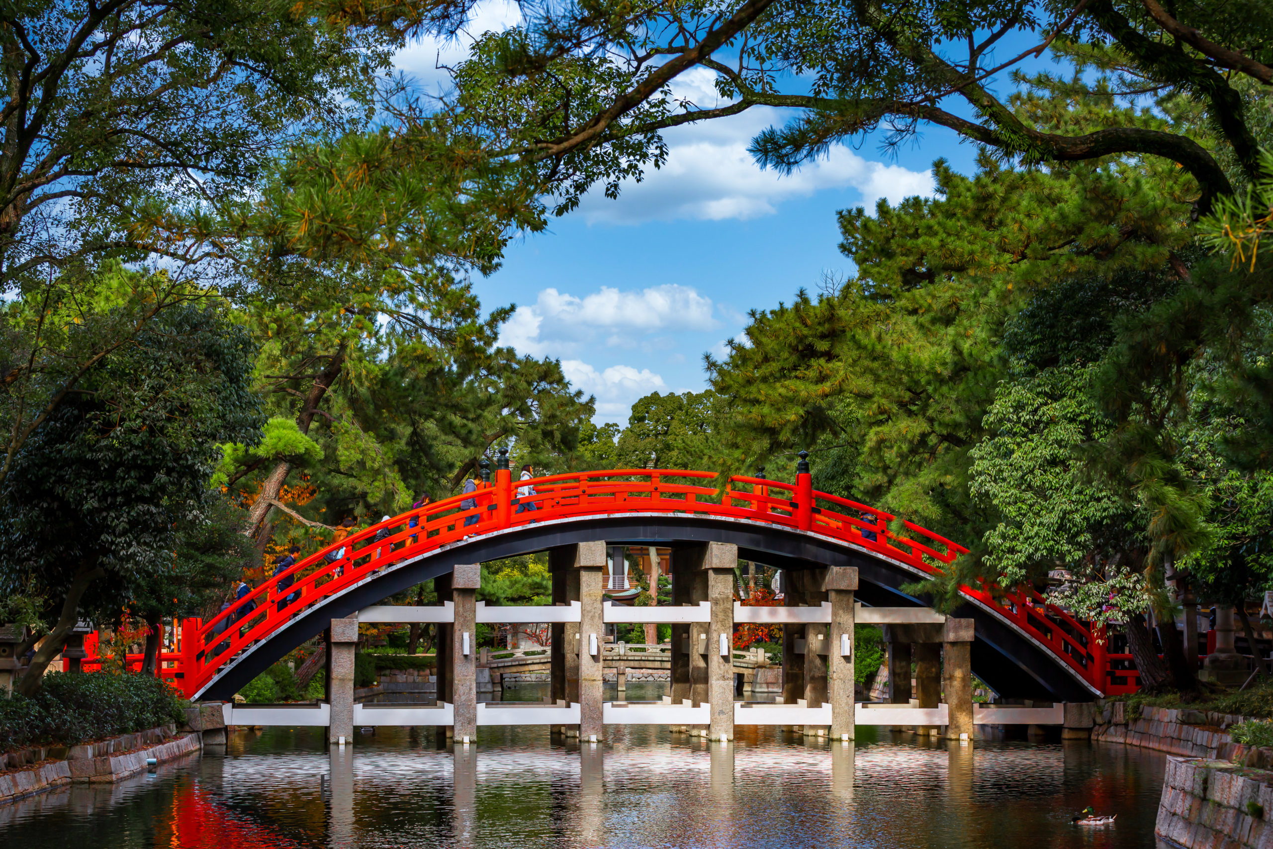 Sumiyoshi Taisha Shrine bridge in Osaka, Japan